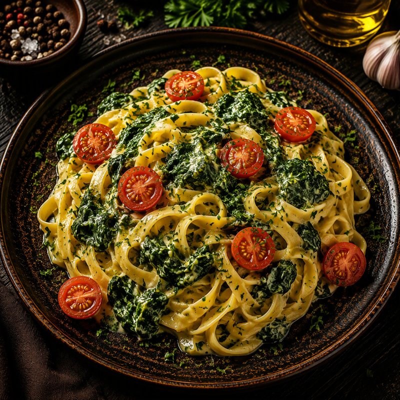 Tagliatelle mit Rahmspinat
